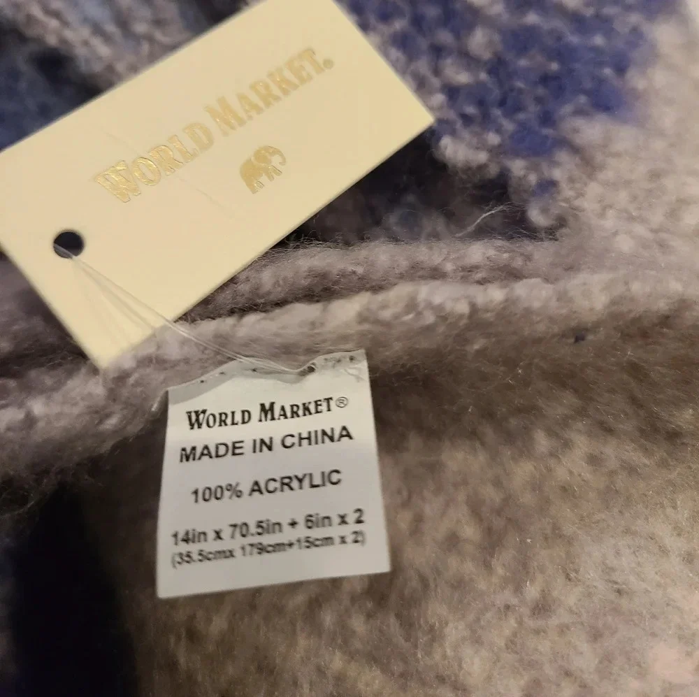 NWT World Market Acrylic Scarf Women's Size 70×14 in.